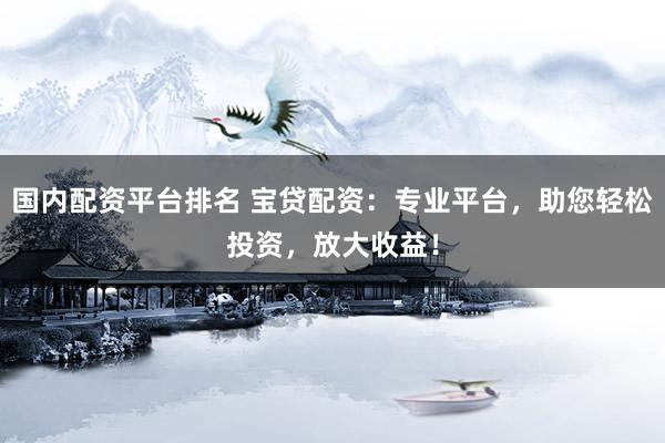 国内配资平台排名 宝贷配资：专业平台，助您轻松投资，放大收益！