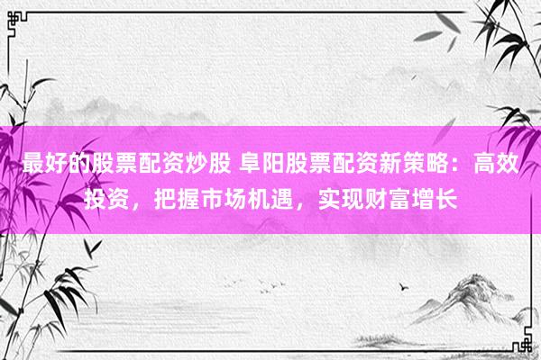 最好的股票配资炒股 阜阳股票配资新策略：高效投资，把握市场机遇，实现财富增长