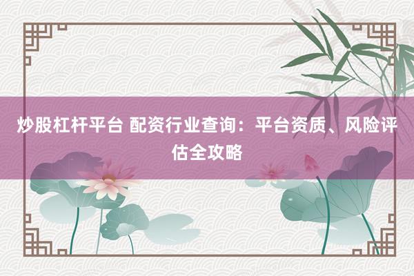 炒股杠杆平台 配资行业查询：平台资质、风险评估全攻略