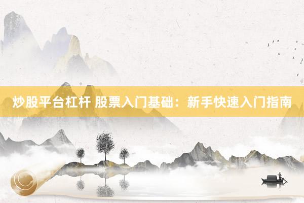 炒股平台杠杆 股票入门基础：新手快速入门指南