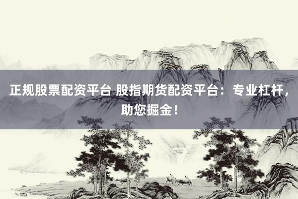 正规股票配资平台 股指期货配资平台：专业杠杆，助您掘金！