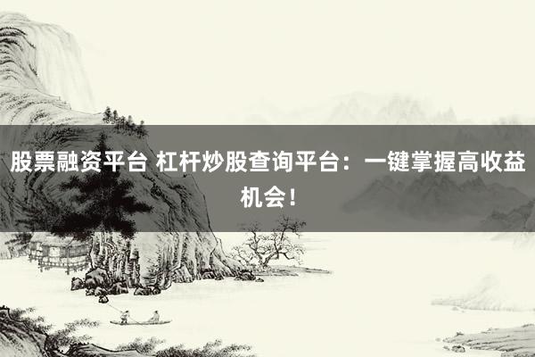 股票融资平台 杠杆炒股查询平台：一键掌握高收益机会！