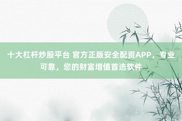 十大杠杆炒股平台 官方正版安全配资APP，专业可靠，您的财富增值首选软件