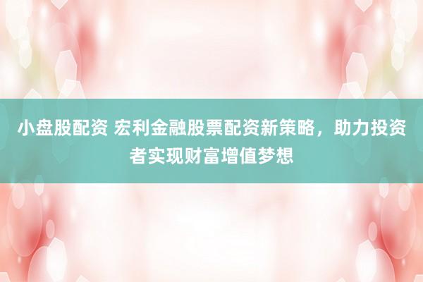 小盘股配资 宏利金融股票配资新策略，助力投资者实现财富增值梦想