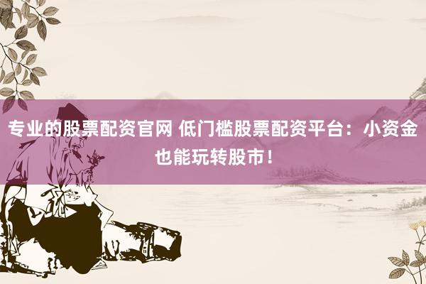专业的股票配资官网 低门槛股票配资平台:小资金也能玩转股市!