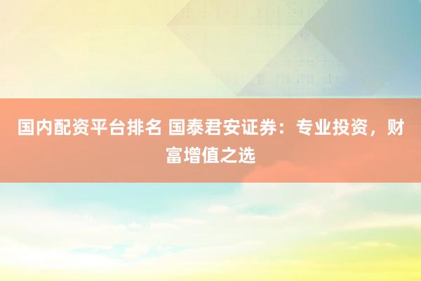 国内配资平台排名 国泰君安证券：专业投资，财富增值之选