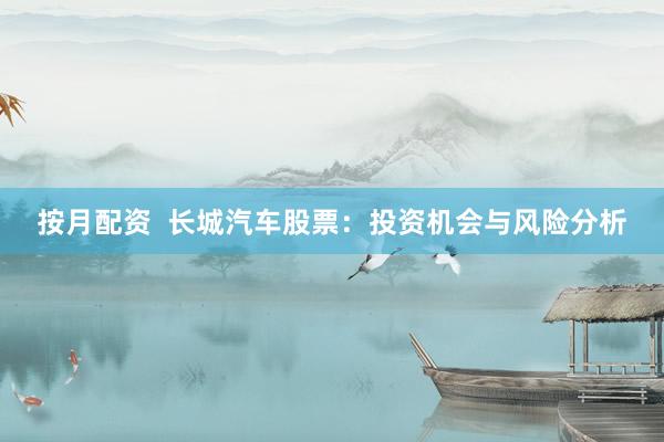 按月配资 长城汽车股票:投资机会与风险分析